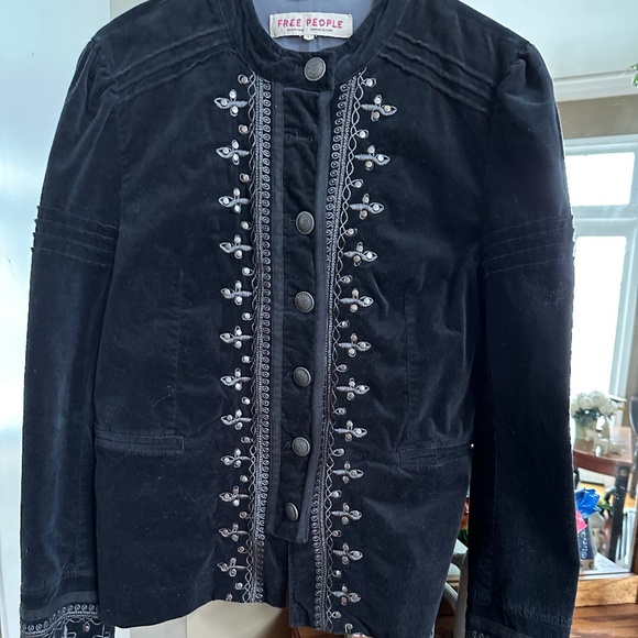 Veste Blazer Free People En Seersucker Rayé Bleu - Taille 4 - Neuf Avec étiquettes